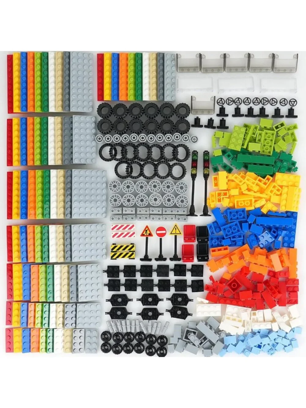 Building Brick Set with Wheels, Axles & Baseplates - Creative Construction Toys